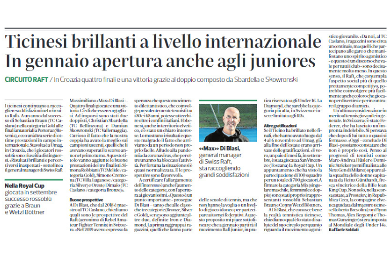 Il Corriere del Ticino intervista Raft Swiss